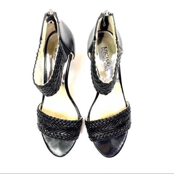 Michael Kors Leather Woven Sandal Heels Black - Picture 3 of 5